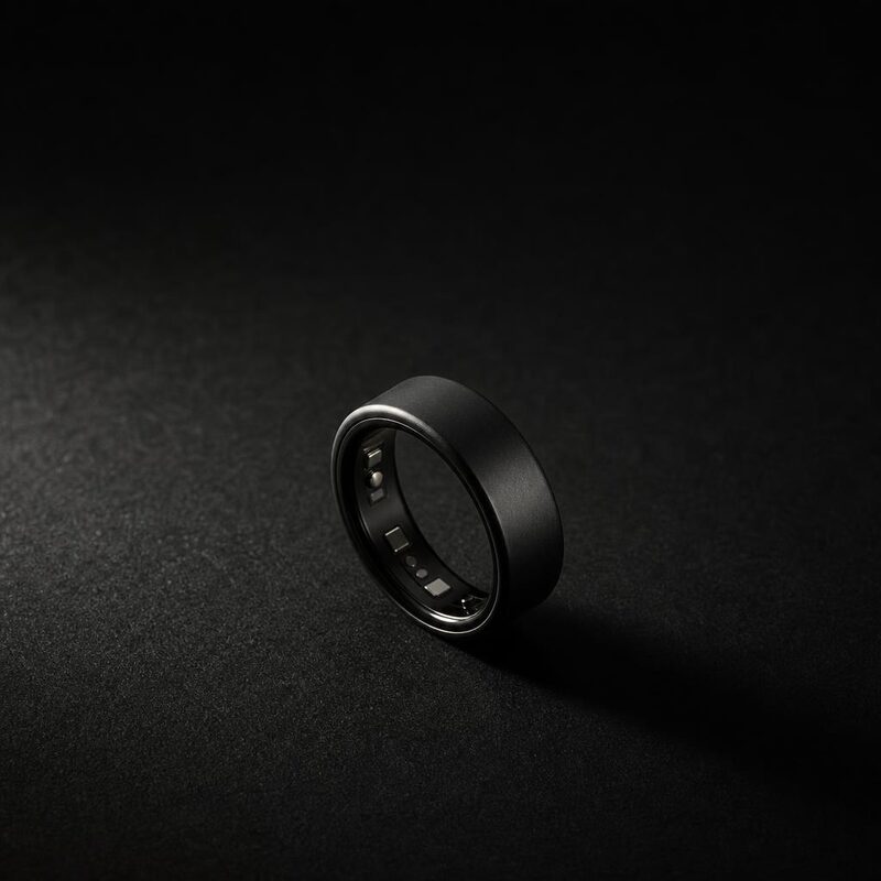 A sleep-tracking ring on a dark ground